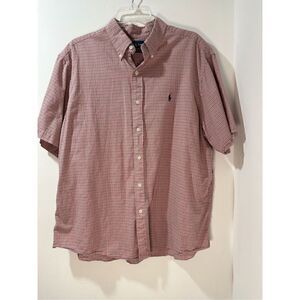 Ralph Lauren Monroe men’s short sleeve button down orange blue shirt XL #29-0747